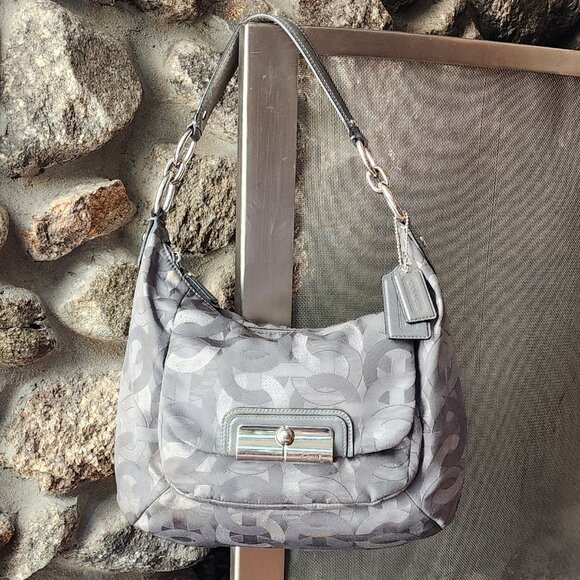 COACH E1182-18295 Signature Kristen Silver/Gray Embroidered Canvas Shoulder Bag - Picture 3 of 16